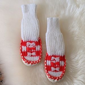 ☮️Vintage Knitted Booties with Leather Sole